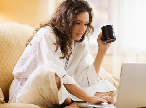 image of a wife enjoying her conversation on a video call with her marriage therapist