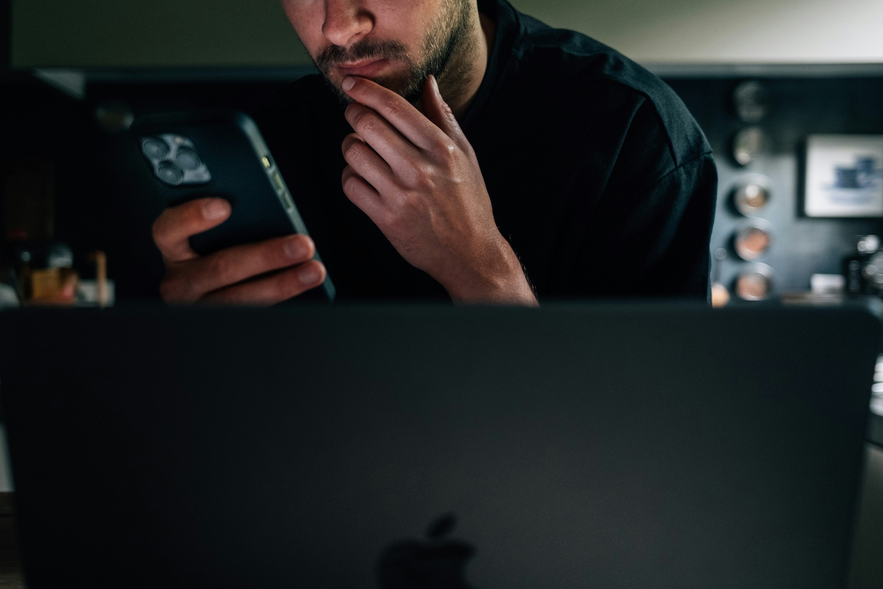 Person looking at phone screen