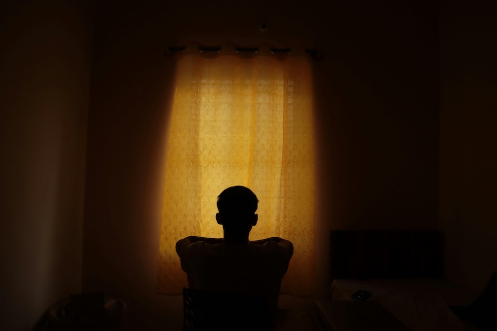 porn addiction relapse vs active addiction -- man in contemplation