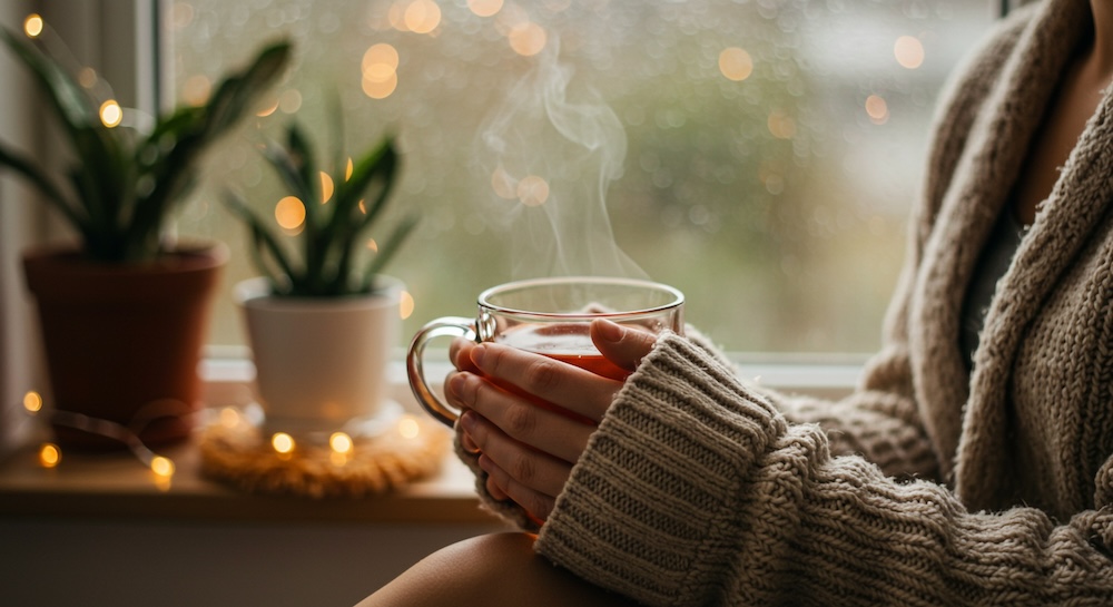 hands around a warm mug, steadying the nervous system before making a decision after infidelity