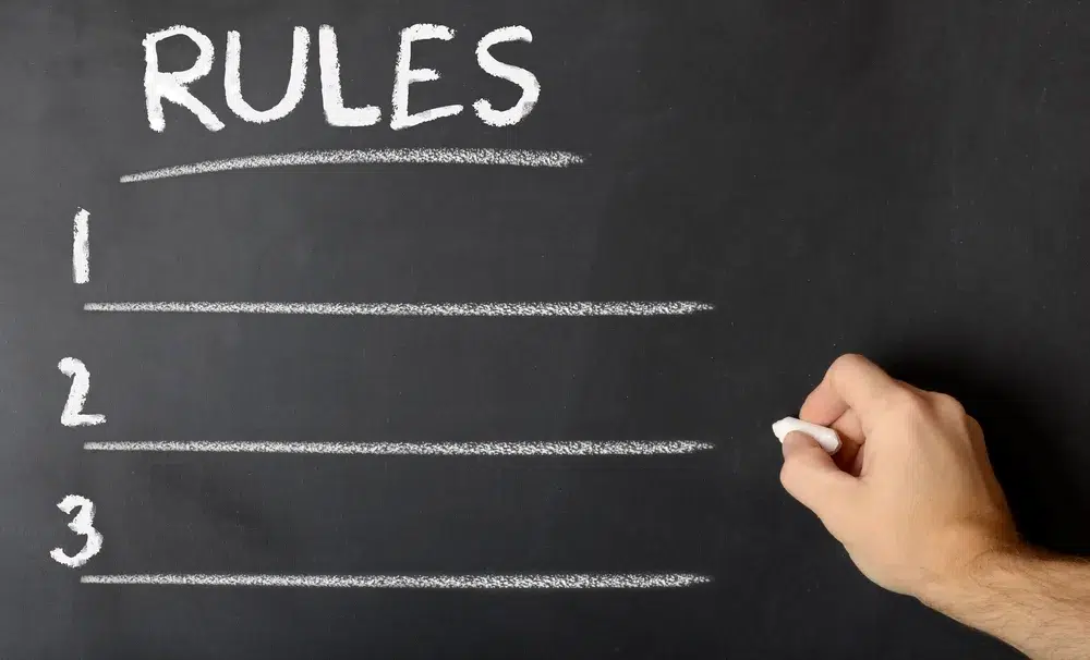 Hand writing a numbered list of rules in chalk on a blackboard, a picture of the private rules people set around porn